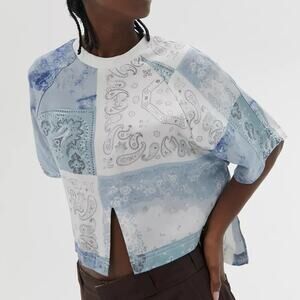 Urban Outfitters UO NEW Oversized Kayla Bandana Patchwork Boxy Hi-Lo Tee Small